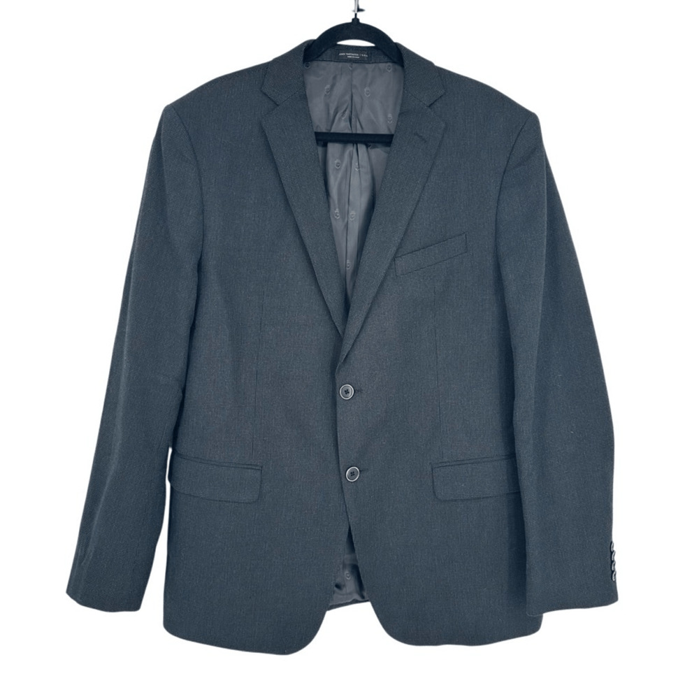 John Varvatos Mens 46R Bedford Blazer Sport Coat Cotton Black Minimalist Office